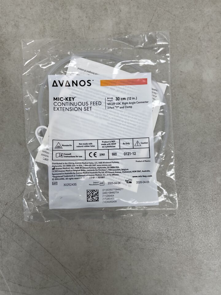 0121-12 - AVANOS MEDICAL - Juego de extensión de alimentación continua MIC-KEY, 30 cm, (unidad) - (Fecha de caducidad: 03/04/2026)