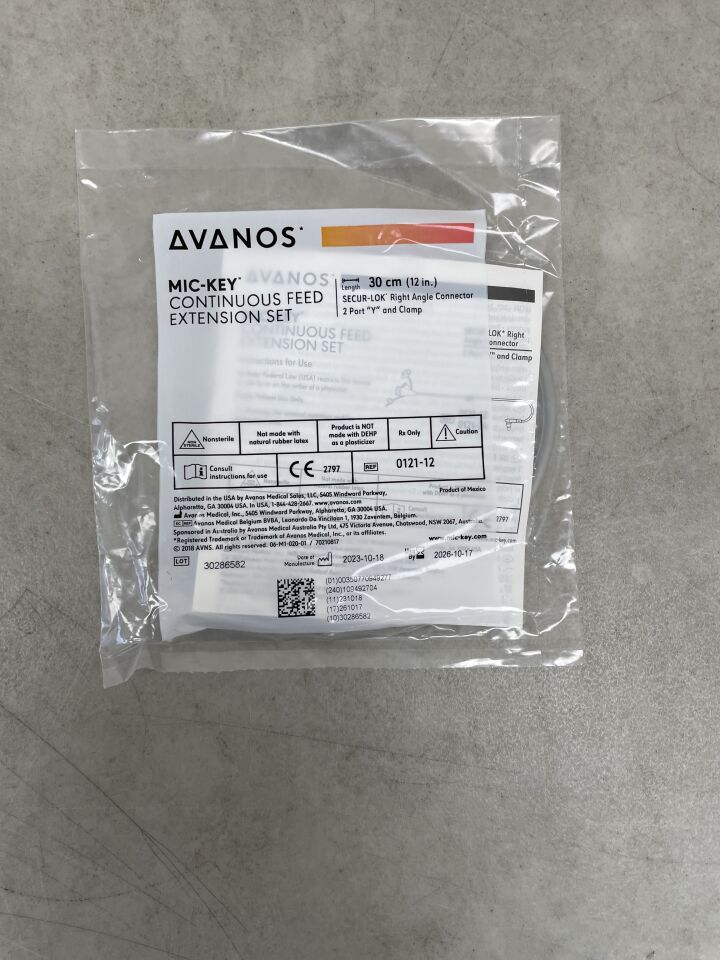 0121-12 - AVANOS MEDICAL - Juego de extensión de alimentación continua MIC-KEY, 30 cm, (unidad) - (Fecha de caducidad: 17/10/2026)