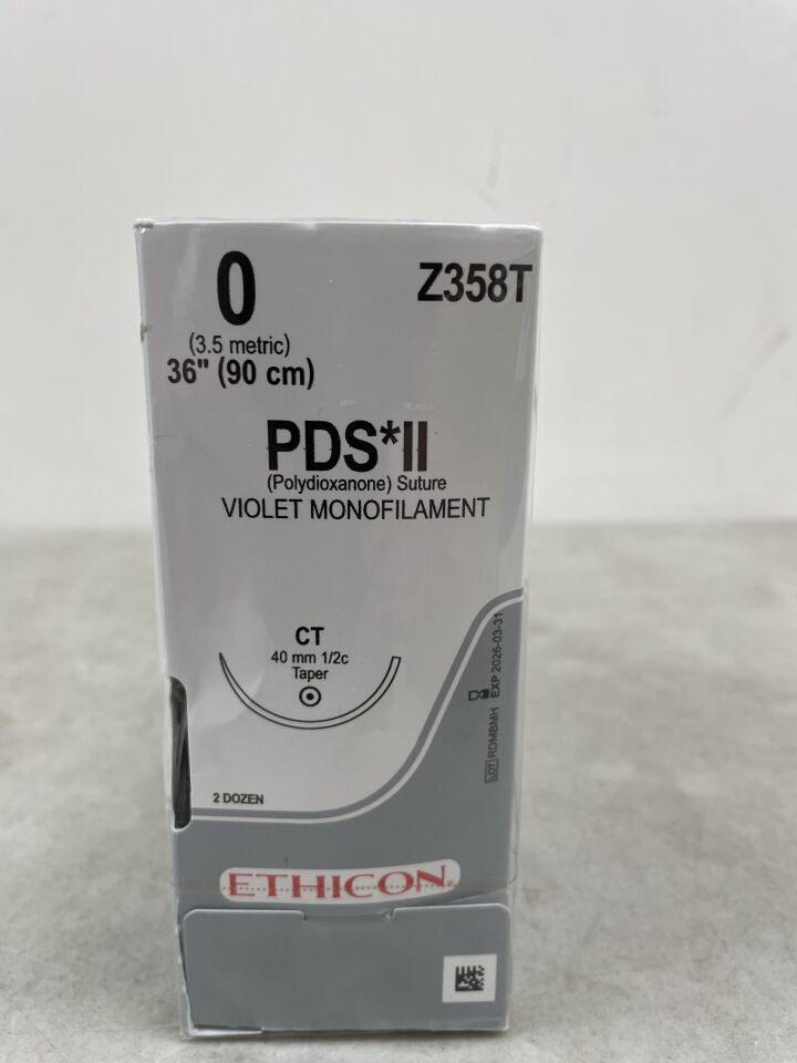 Z358T - ETHICON - PDS II Absorbable Monofilament Polydioxanone Suture, Size 0, 36 in. Length, CT Needle , ( BX/24 ) - ( Expiry Date : 2026-03-31 )