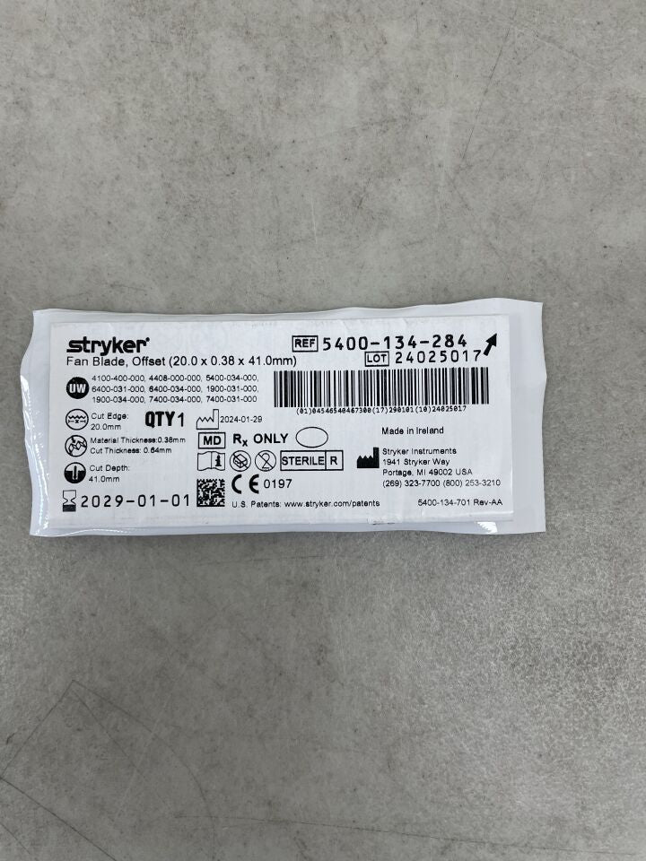 5400-134-284 - STRYKER - Coarse OffSet Fan Blade, 0.38 mm Thickness, 20 mm Cut Edge , ( EA ) - ( Expiry Date : 2029-01-01 )
