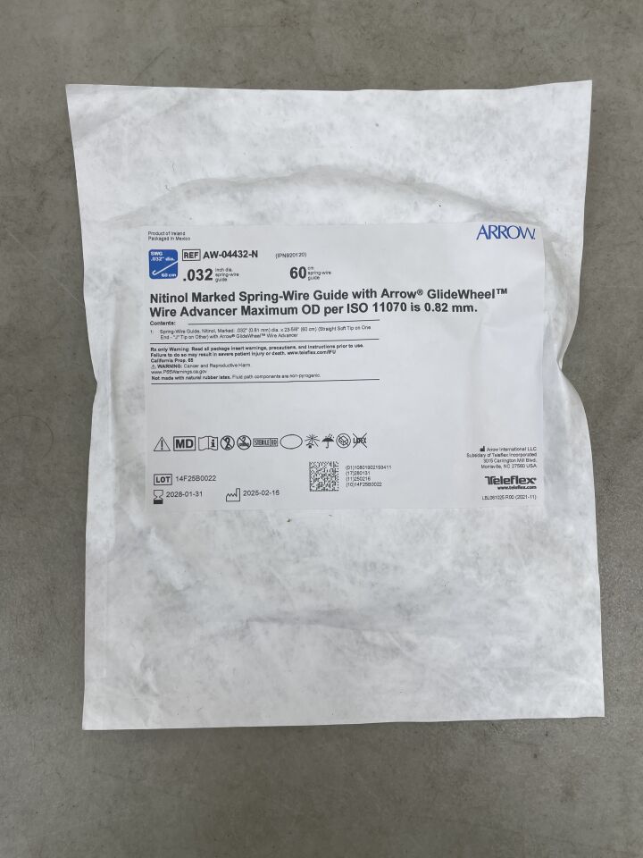 AW-04432-N - TELEFLEX - 鎳鈦合金彈簧導絲器,帶箭頭滑輪式送絲器,直徑 0.032 英寸 x 長度 60 厘米,(單)-(有效期至:2028-01-31)
