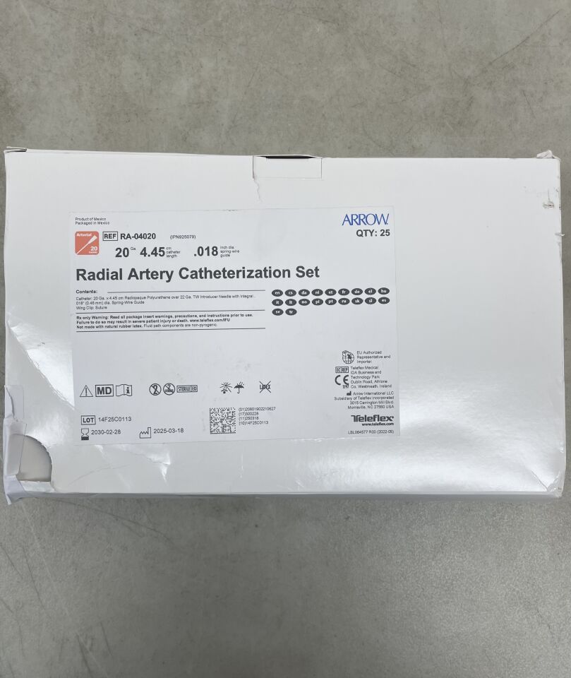 RA-04020 - TELEFLEX - 橈動脈導管套裝 20G x 1-3/4英寸,(盒/25)-(有效期至:2030-02-28)