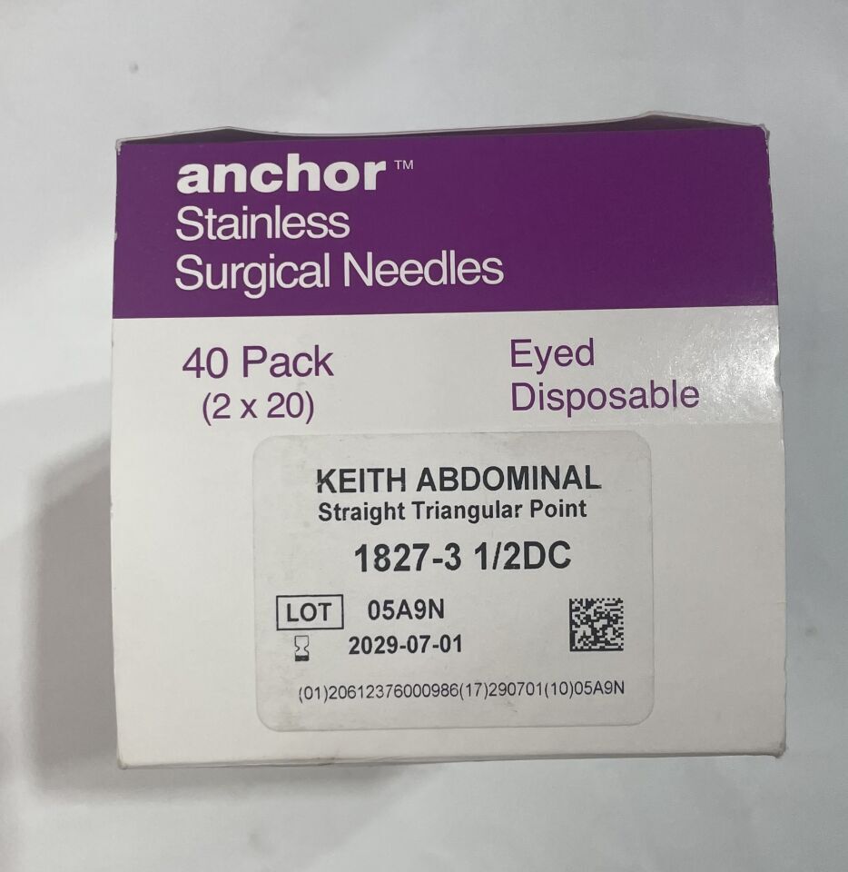 1827-3 1/2DC - ANCHOR - Keith Abdoninal Straight Triangular Point Surgical Needles, (BX/40) - ( Expiry Date: 2029-07-01 )