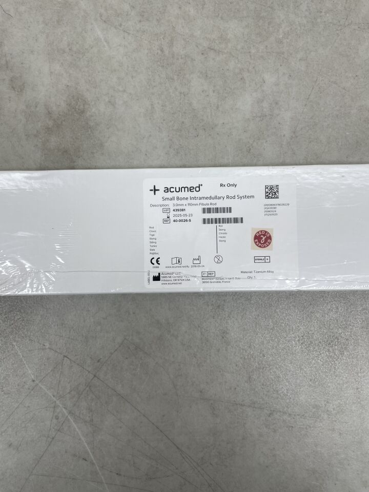 40-0026-S - ACUMED - Fibula Rod Implant, 3.0 mm x 110 mm, (BX/1) - ( Expiry Date: 2025-05-23 )