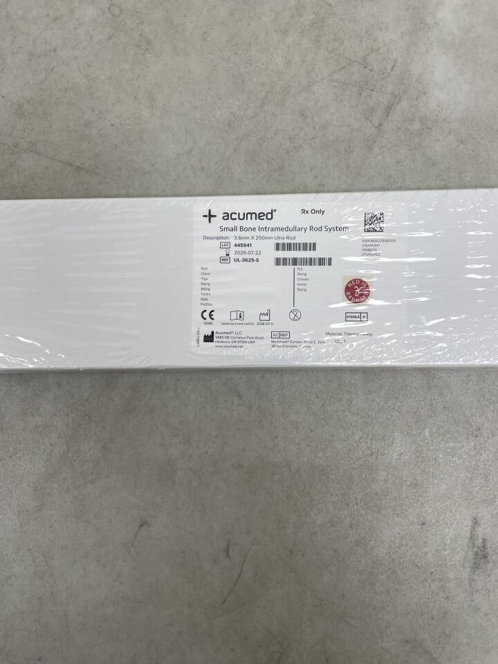 UL-3625-S - ACUMED - Ulna Rod, 3.6 mm x 250 mm, (BX/1) - ( Expiry Date: 2025-07-22 )