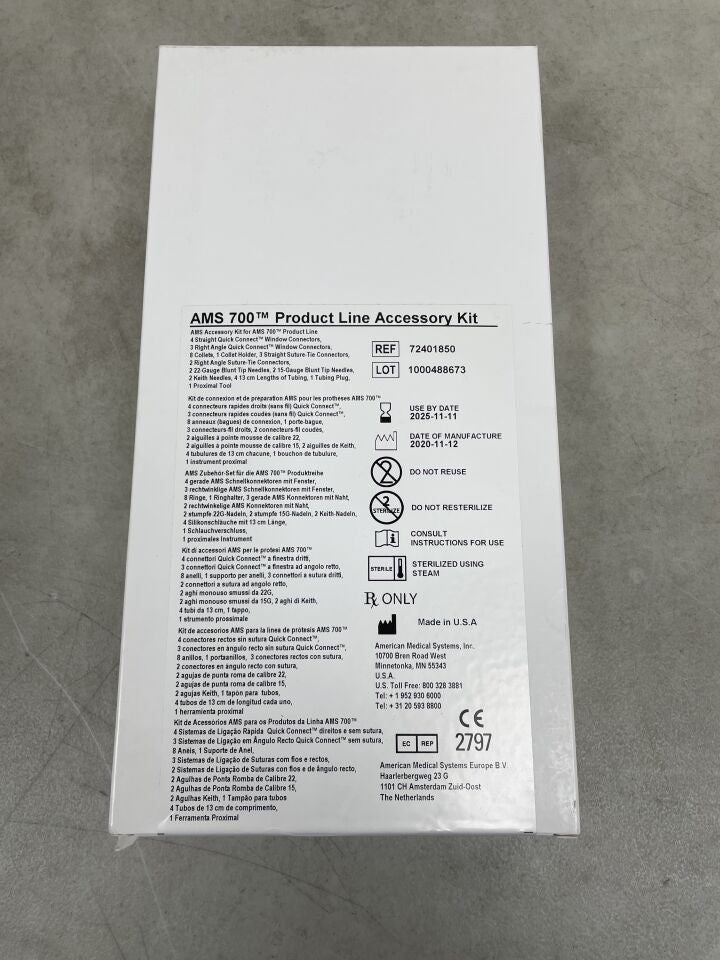 72401850 - AMERICAN MEDICAL SYSTEMS - 700 Inflatable Penile Prosthesis Accessory Kit, (BX/1) - ( Expiry Date: 2025-11-11 )