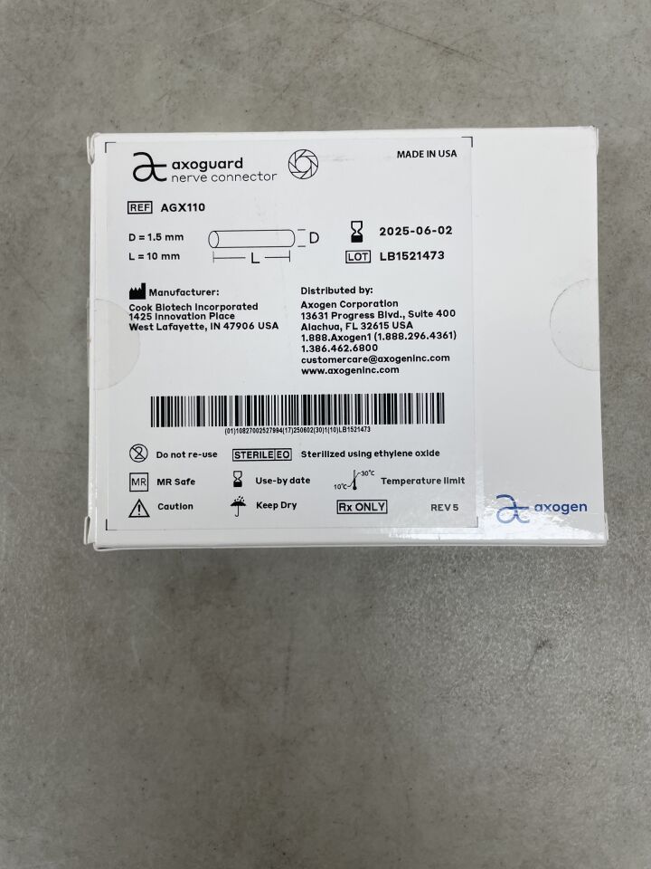 AGX110 - AXOGEN - AxoGuard Nerve Connector 1.5mm x 10mm, (BX/1) - ( Expiry Date: 2025-06-02 )