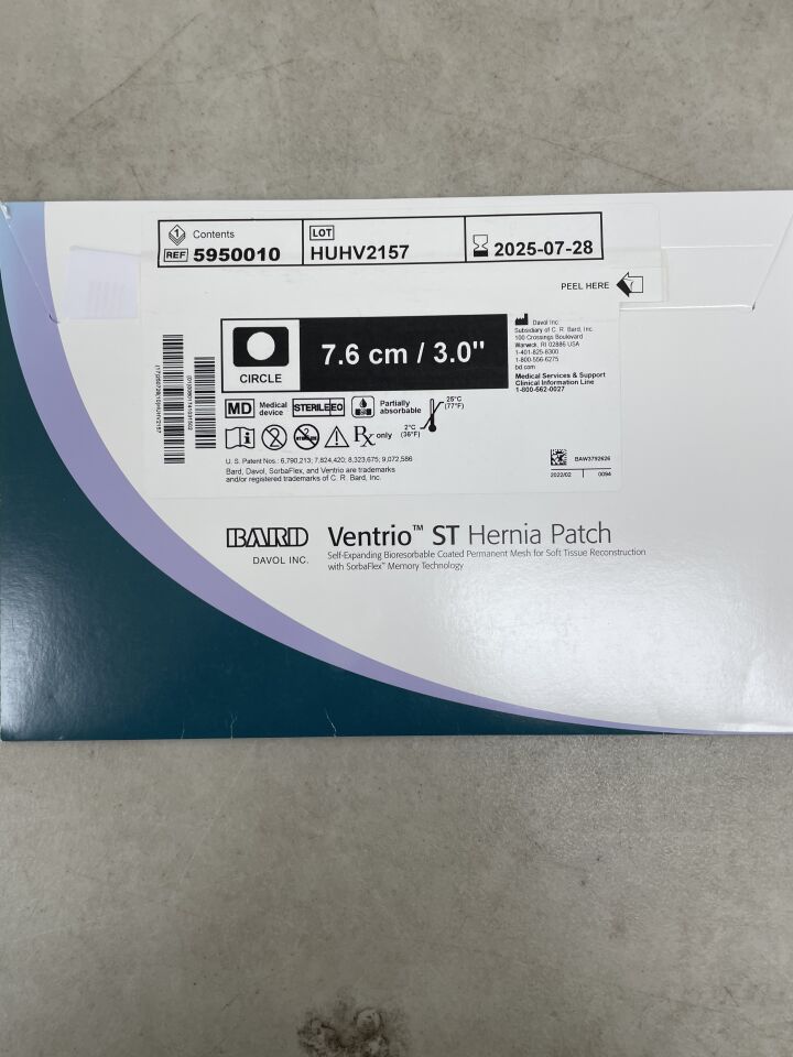 5950010 - BARD - Mesh Ventrio ST Hernia Patch Small Circle 7.6cm Diameter, (BX/1) - ( Expiry Date: 2025-07-28 )