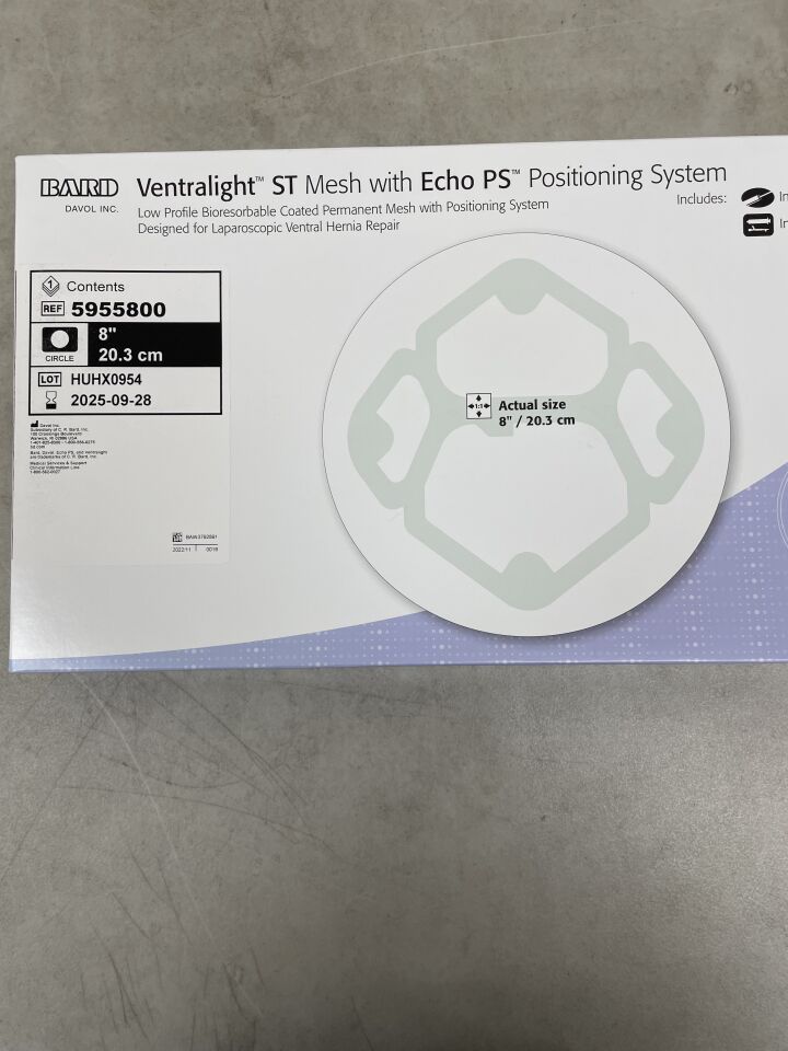 5955800 - BARD - Ventralight ST Mesh with Echo PS: 8" Circle, (BX/1) - ( Expiry Date: 2025-09-28 )