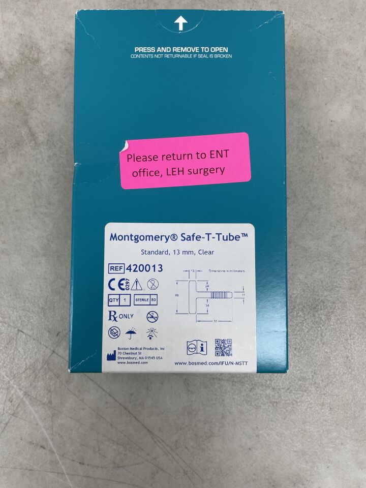 420013 - BOSTON MEDICAL - Montgomery Safe-T-Tube, Standard 13mm, Clear, (BX/1) - ( Expiry Date: 2025-03-31 )