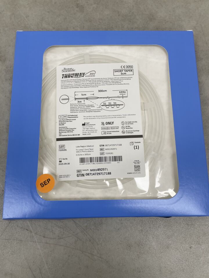 49297 - BOSTON SCIENTIFIC - thruway pta guidewire - short taper - .014" x 300cm, (BX/1) - ( Expiry Date: 2025-09-30 )
