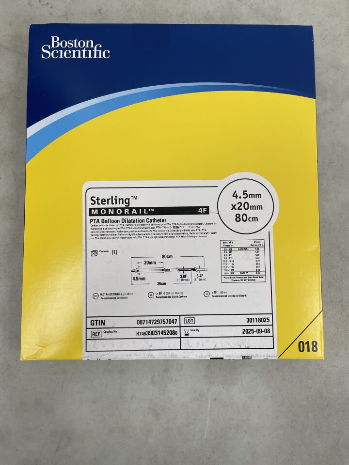 3903145208 - BOSTON SCIENTIFIC - Sterling MONORAIL PTA Balloon Dilatation Catheter - 4.5mm x 20mm x 80cm, (BX/1) - ( Expiry Date: 2025-09-08 )