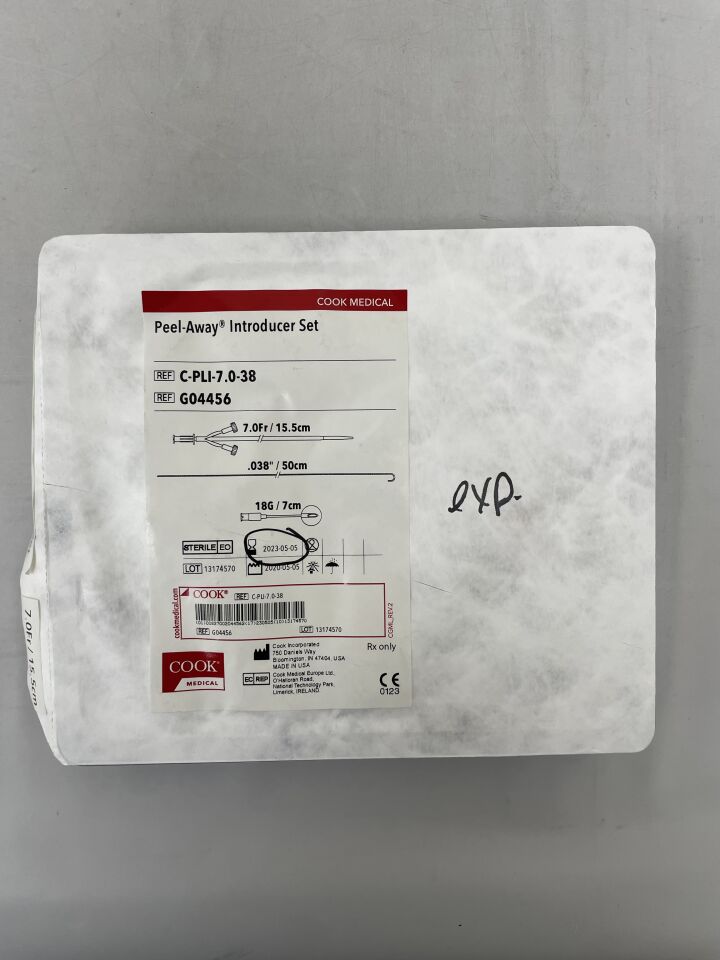G04456 - COOK - Peel-Away Introducer Sheath Set 7F x 15.5cm, 0.038", (EA) - ( Expiry Date: 2025-04-19 )