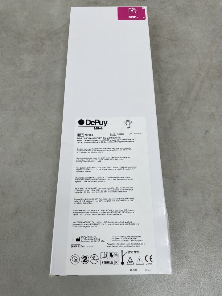 212133 - DEPUY - Mini QuickAnchor Plus Ti/Nitinol Suture Anchor with Ethibond Ti/Nitinol Suture, (BX/1) - ( Expiry Date: 2025-08-31 )