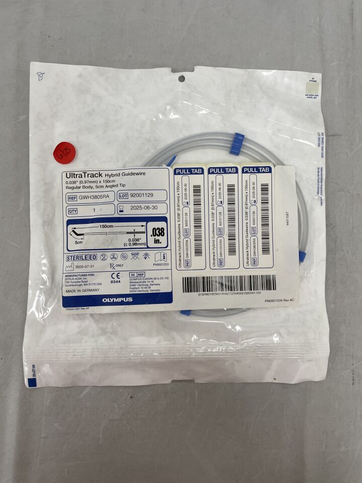GWH3805RA - OLYMPUS - UltraTrack Hybrid Guidewire 0.035" x 150cm, Regular Body, 5cm Angled Tip, (EA) - ( Expiry Date: 2025-06-30 )