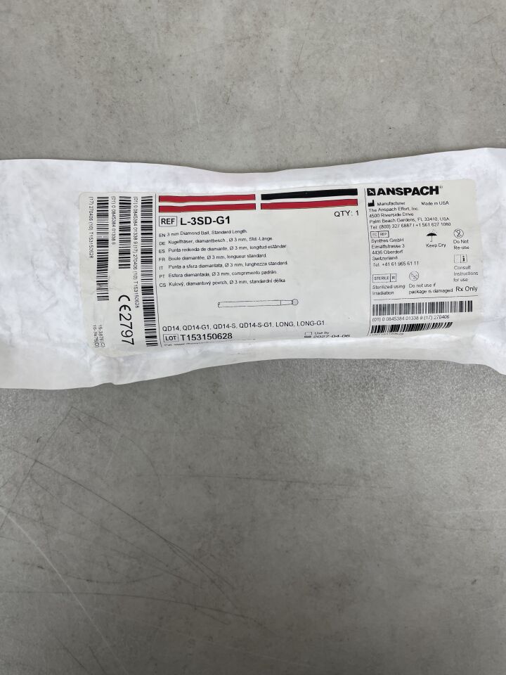 L-3SD-G1 - ANSPACH - Fresa de corte de bola de diamante, diámetro de cabeza de 3 mm, (unidades) - (Fecha de caducidad: 06/04/2027)