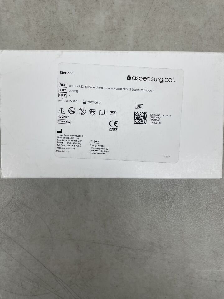 011004PBX - ASPEN SURGICAL - Asas vasculares de silicona Sterion, blancas Maxi (2 por paquete), (Caja de 10) - (Fecha de caducidad: 01/06/2027)