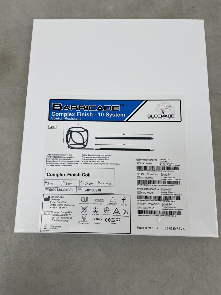 9001130304CF10 - BALT - Barricade Complex Finish-10 Embolization Coil 3mm/4cm, (BX/1) - ( Expiry Date: 2026-08-05 )