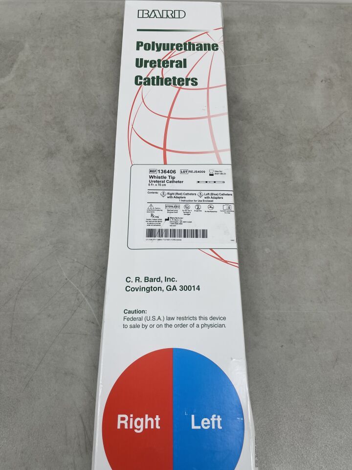 136406 - BARD - Punta de silbato para catéter ureteral de poliuretano, 6Fr (5 ROJOS, DERECHOS) (5 AZULES, IZQUIERDOS), (Caja/10) - (Fecha de caducidad: 31/08/2027)