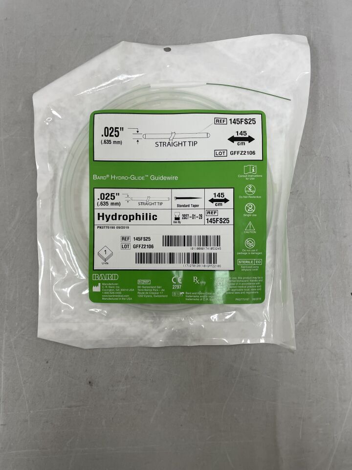 145FS25 - BARD - Guía Bard Hydroglide de 0,025" x 145 cm (unidad) - (Fecha de caducidad: 28/01/2027)