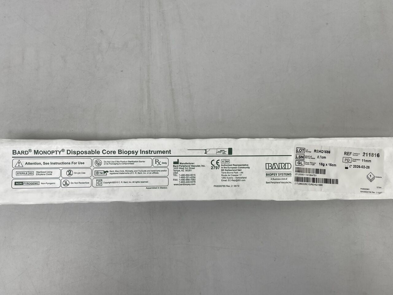 211816 - BARD - monopty biopsy instrument 18g x 15cm, (EA) - ( Expiry Date: 2026-02-28 )
