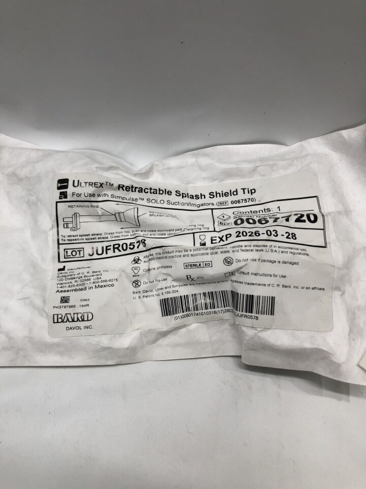 67720 - BARD - Punta retráctil contra salpicaduras Ultrex para irrigadores Simpulse SOLO, 1,75 pulgadas de diámetro, (unidad) - (Fecha de vencimiento: 28/03/2026)