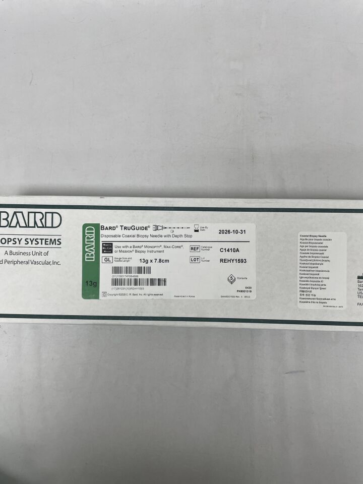 C1410A - BARD - Aguja de biopsia coaxial desechable TRUGUIDE con tope de profundidad, 13 g x 7,8 cm, (caja de 5) - (Fecha de caducidad: 31/10/2026)