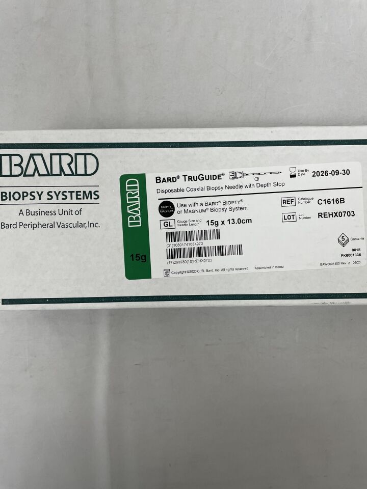 C1616B - BARD - Aguja de biopsia coaxial desechable TruGuide, 15 G x 13 cm, (caja de 5) - (Fecha de caducidad: 30/09/2026)