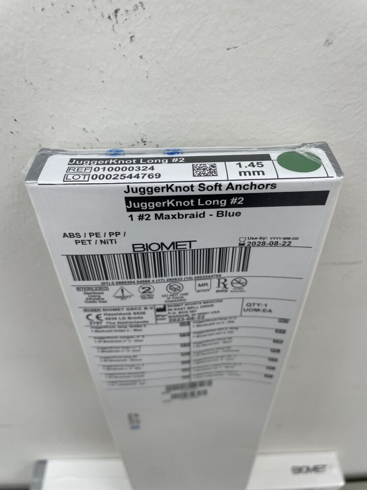 10000324 - BIOMET - JuggerKnot Soft Anchors Long #2, Maxbraid - Blue, () - ( Expiry Date: )