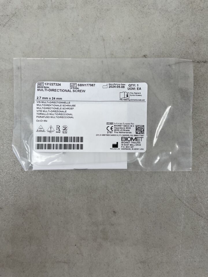 131227324 - BIOMET - MULTI-DIRECTIONAL SCREW, 2.7 x 24mm, (EA) - ( Expiry Date: 2099-12-31 )