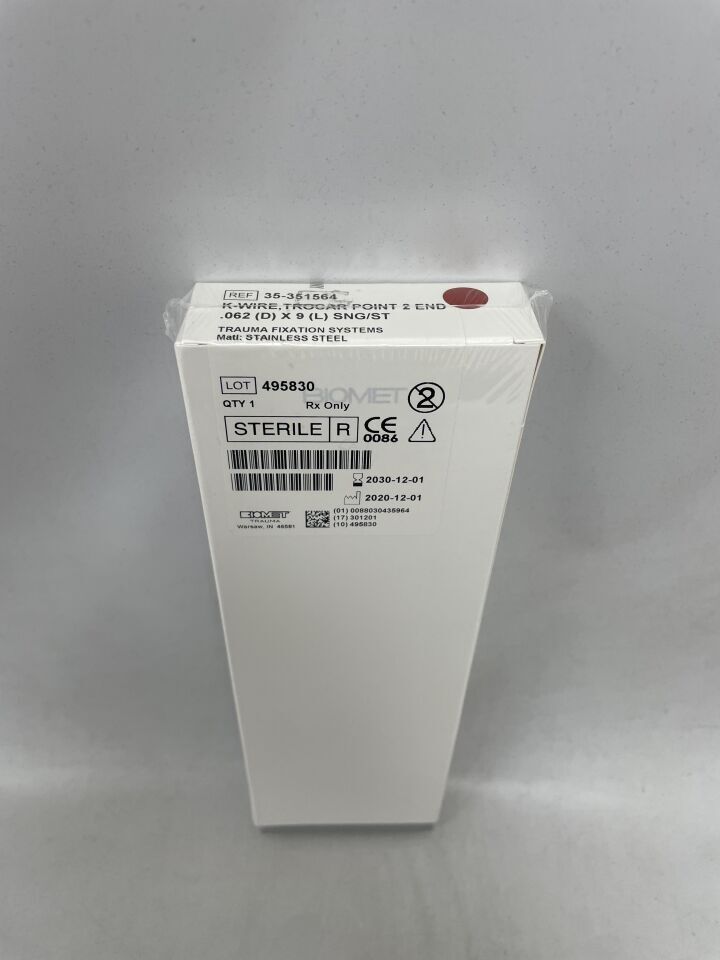 35-351564 - BIOMET - K-Wire , Trocal Point 2 End, 0.62 x 9mm, (BX/1) - ( Expiry Date: 2030-12-01 )