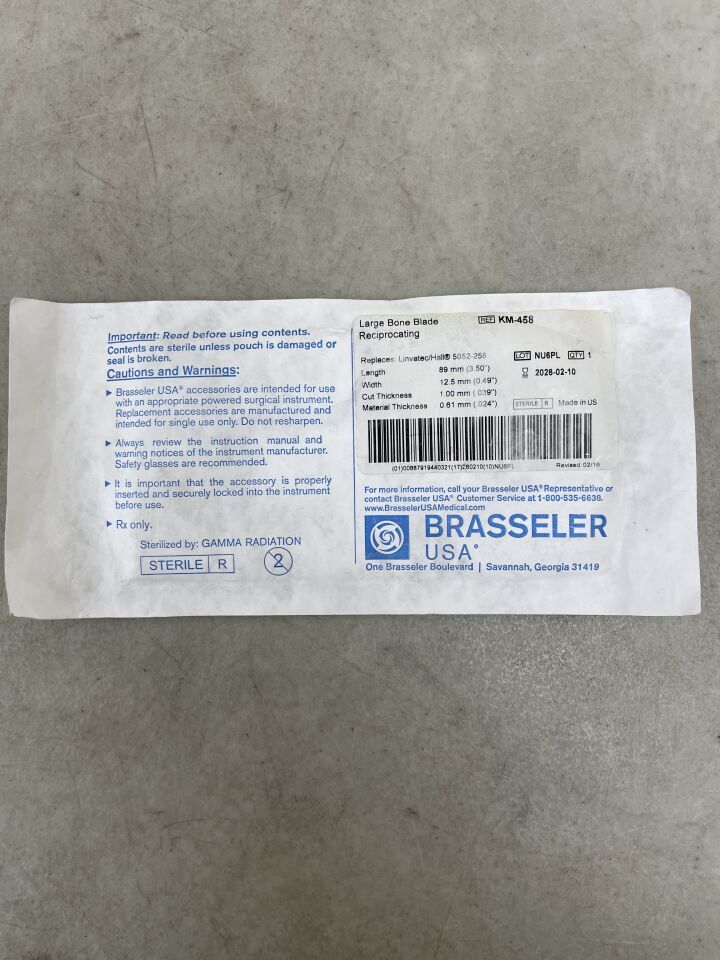 KM-458 - BRASSELER - Reciprocating Saw Blade 89.0, X, 12.5MM , ( EA ) - ( Expiry Date : 2026-02-10 )