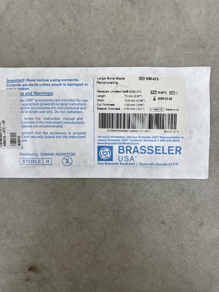 KM-473 - BRASSELER - Reciprocating Saw Blade 73.0, X, 12.5MM, (EA) - ( Expiry Date: 2026-03-25 )