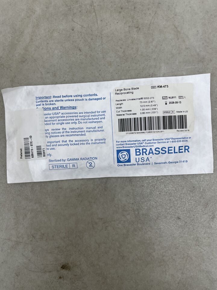 KM-473 - BRASSELER - Reciprocating Saw Blade 73.0, X, 12.5MM, (EA) - ( Expiry Date: 2026-05-13 )