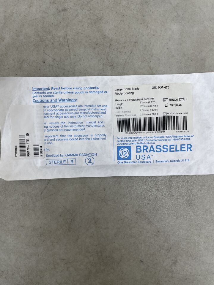 KM-473 - BRASSELER - Reciprocating Saw Blade 73.0, X, 12.5MM, (EA) - ( Expiry Date: 2027-09-28 )
