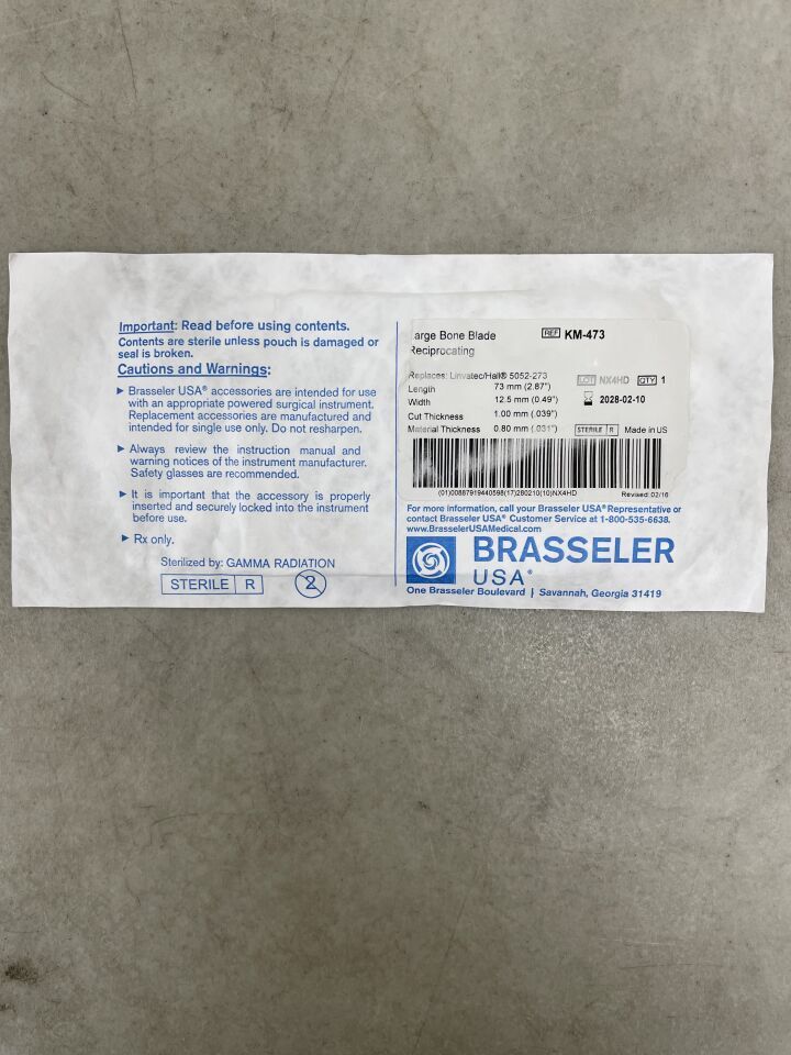 KM-473 - BRASSELER - Reciprocating Saw Blade 73.0, X, 12.5MM, (EA) - ( Expiry Date: 2028-02-10 )