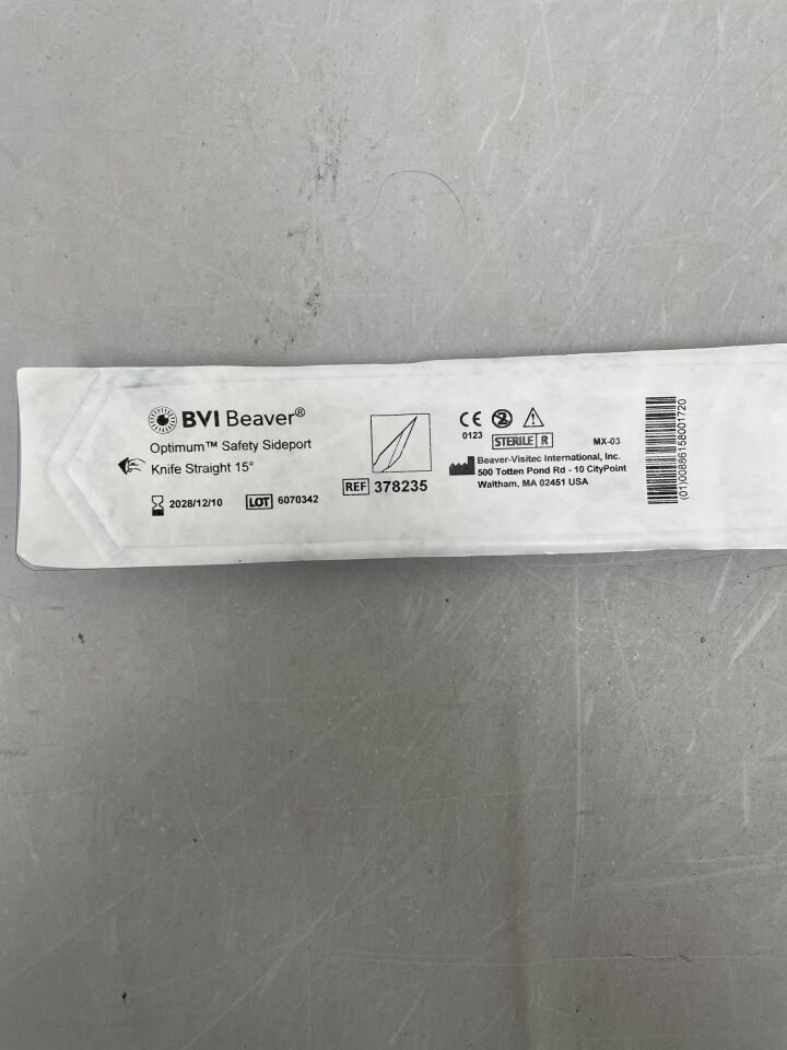 378235 - BVI - Optimum Safety Sideport Knife Straight, 15 Degree, (EA) - ( Expiry Date: 2028-12-10 )