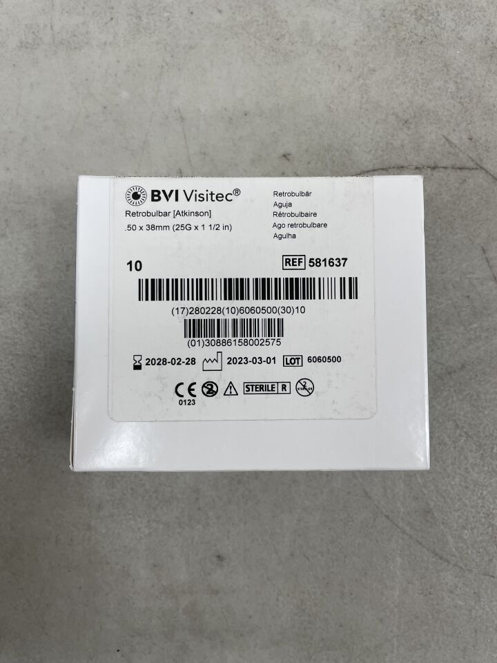 581637 - BVI - Retrobulbar (Atkinson) 25G x 1.5", (BX/10) - ( Expiry Date: 2028-02-28 )