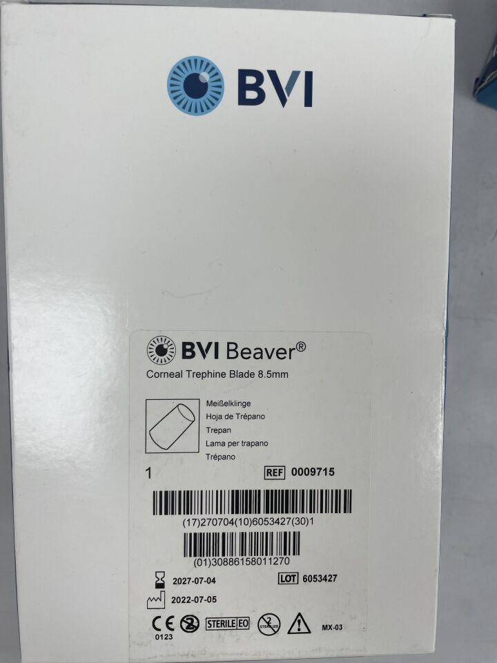 9715 - BVI - Hoja de trépano corneal, 8,5 mm, (Caja/1) - (Fecha de caducidad: 04/07/2027)