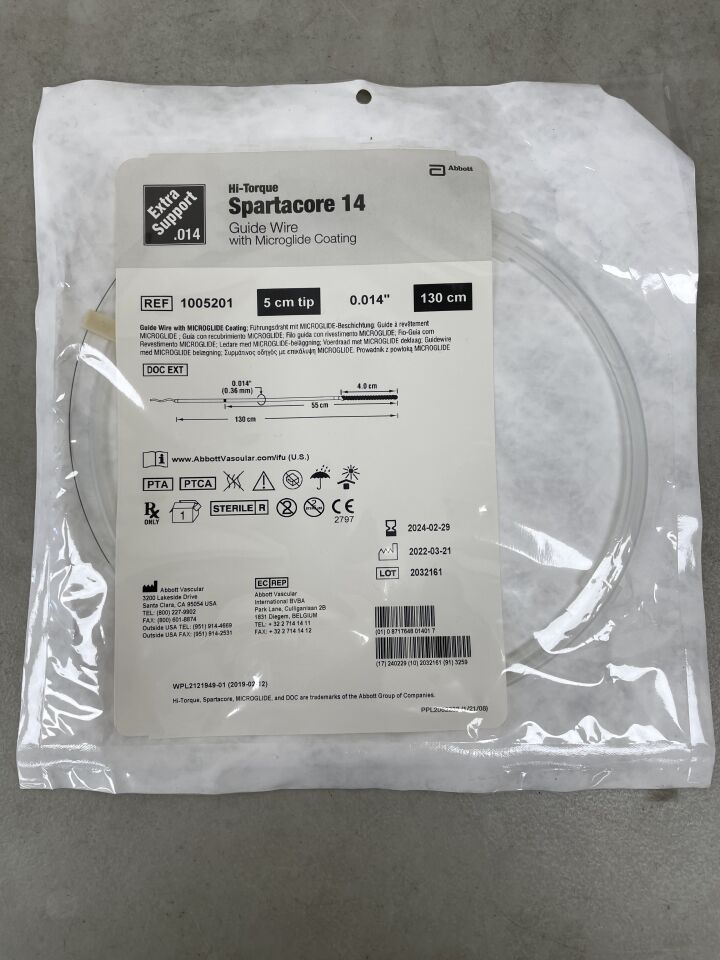 1005201 - ABBOTT - Hi-Torque Spartacore 14 Guide Wire: 5cm Tip, 0.014 x 130cm, (EA) - ( Expiry Date: 2024-02-29 )