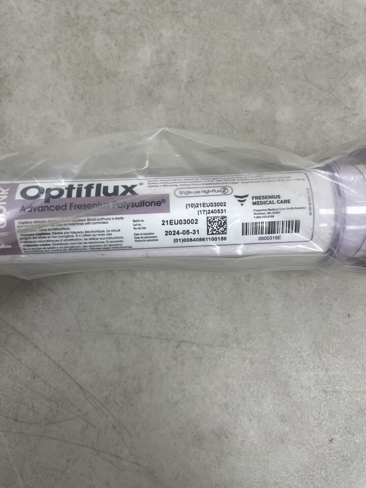 0500318E - FRESENIUS MEDICAL - Optiflux Dialyzer F180NR, (EA) - ( Expiry Date: 2024-05-31 )