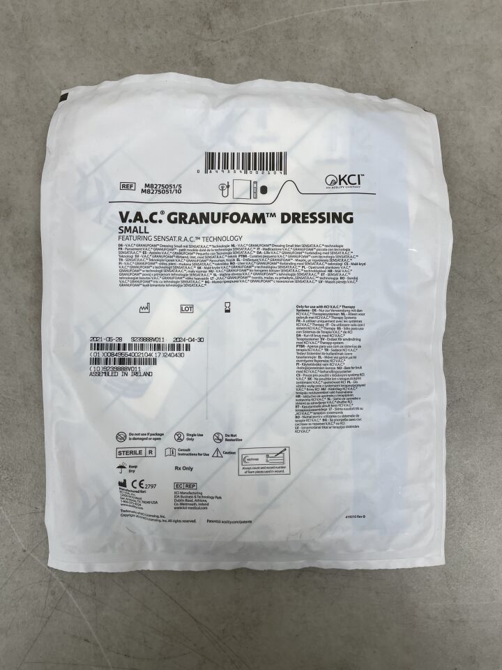 M8275051 - KCI - V.A.C. GranuFoam Small Dressing Kit, SensaT.R.A.C, (EA) - ( Expiry Date: 2024-04-30 )