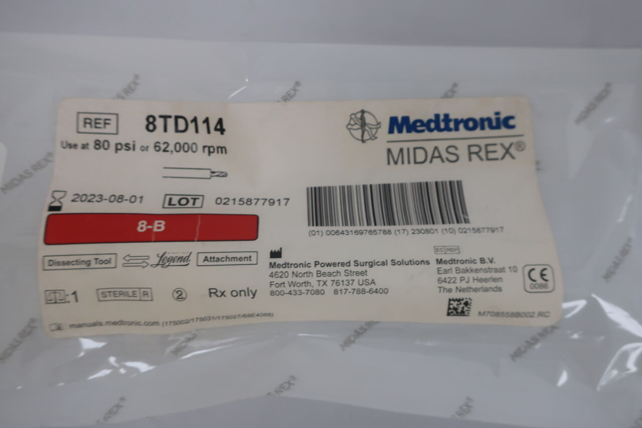 8TD114 - MEDTRONIC - Midas Rex Twist Drill, 0.8 mm Head Diameter, 8 cm Shaft Length, (EA) - ( Expiry Date: 2024-01-27 )