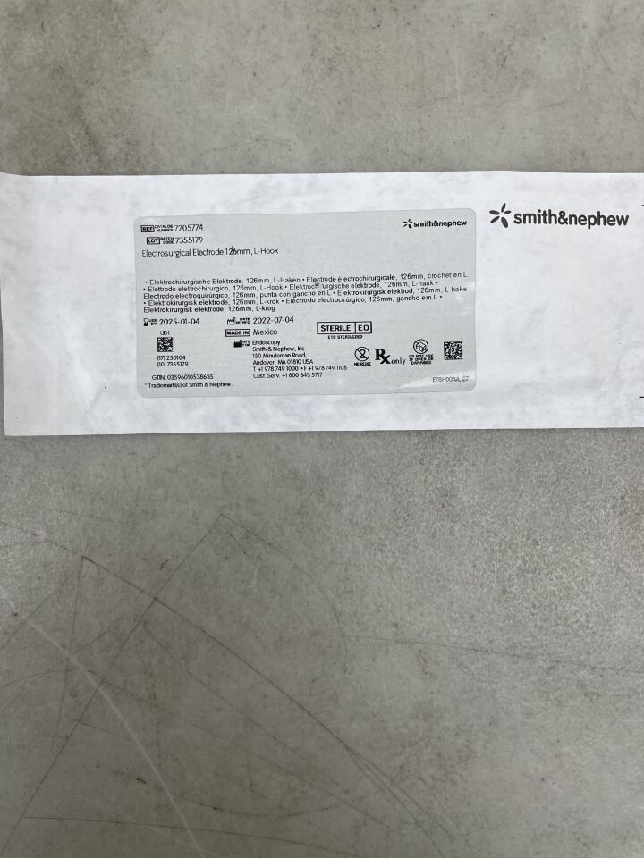 7205774 - SMITH & NEPHEW - Electrosurgical Electrode, 90 ° L-Hook Tip, (EA)