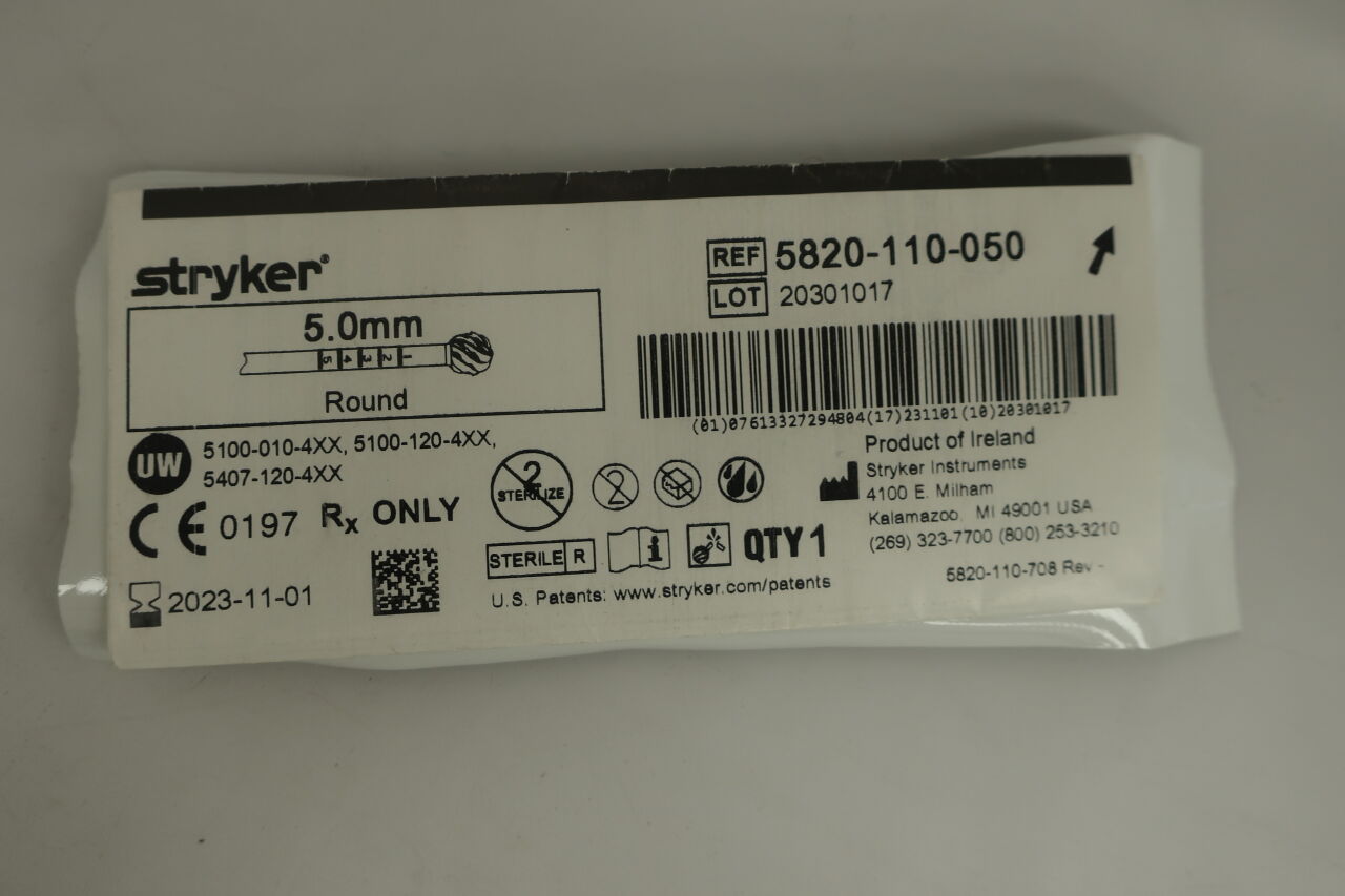 5820-110-050 - STRYKER - Round Burr, 5 mm Head Diameter, (EA) - ( Expiry Date: 2023-11-01 )