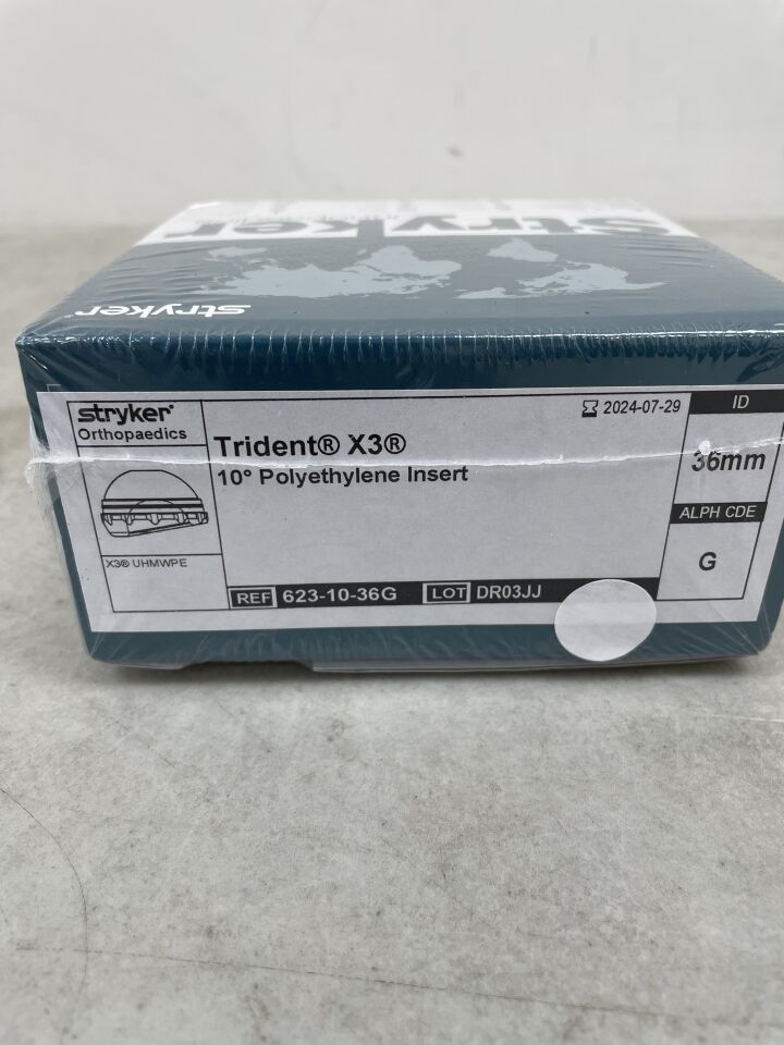 623-10-36G - STRYKER - Trident X3 0Deg Polyethylene Insert 36mm G, (BX/1) - ( Expiry Date: 2024-07-29 )