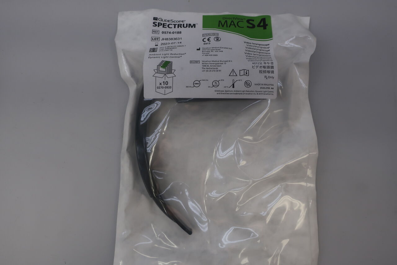 0574-0188 - VERATHON MEDICAL - GlideScope Spectrum Video Laryngoscope MAC S4, () - ( Expiry Date: 2025-09-26 )