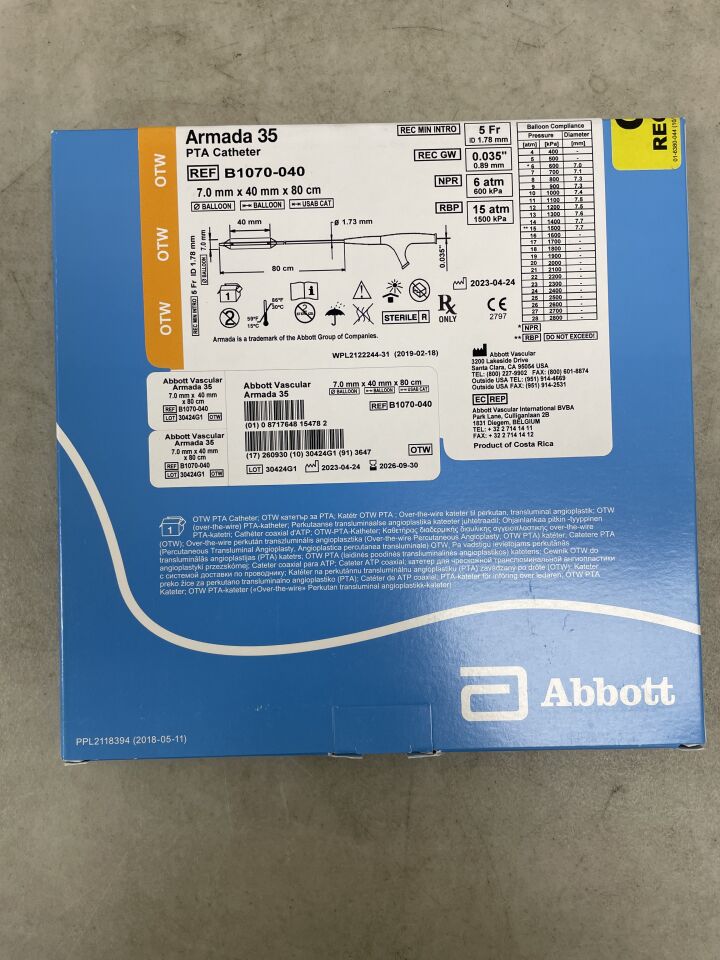 B1070-040 - 雅培 - Armada 35 PTA 導管 - OTW - 7.0mm x 40mm x 80cm,(BX/1)-(有效期限:2026-09-30)