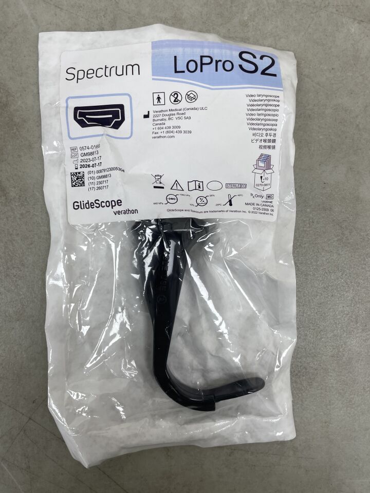 0574-0166 - VERATHON MEDICAL - GlideScope Spectrum Video Laryngoscope LoPro S2 (Hyperangle) , ( EA ) - ( Expiry Date : 2026-07-17 )