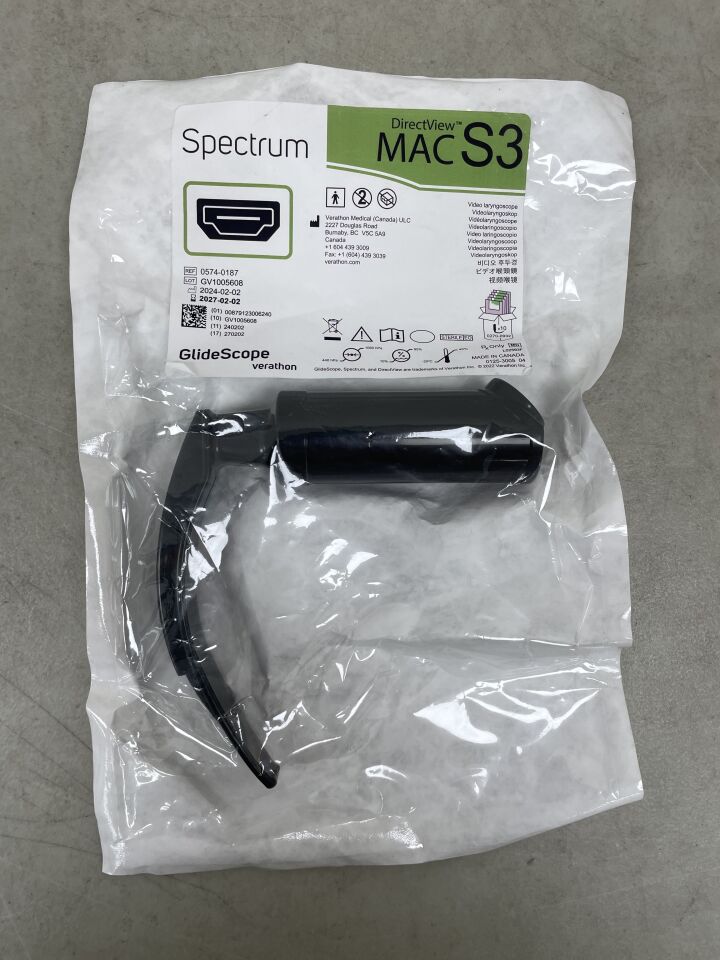 0574-0187 - VERATHON MEDICAL - GlideScope Spectrum DirectView MAC S3 video laryngoscope, dynamic light control, ambient light reduction , ( EA ) - ( Expiry Date : 2027-02-02 )